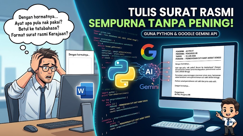 Tulis Surat Rasmi Sempurna Guna Python & Google Gemini API (Tak Perlu Pening Susun Ayat!)