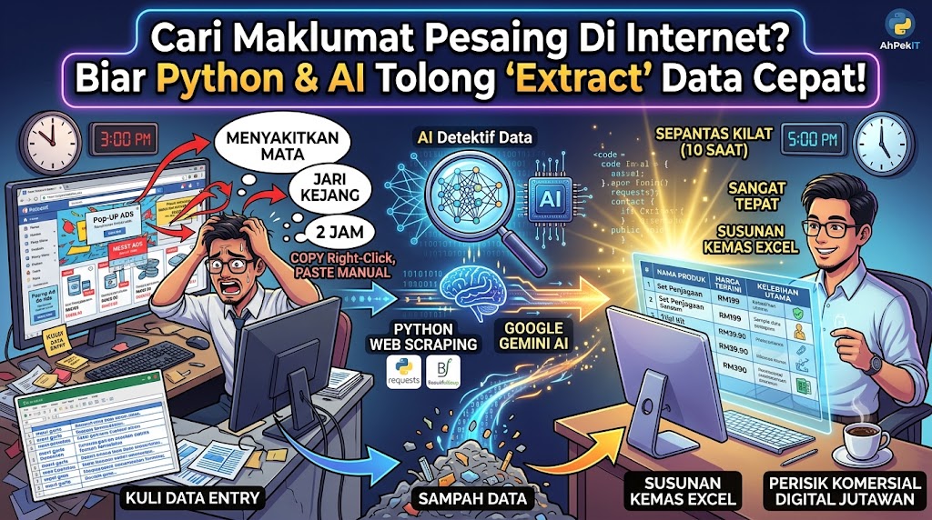Cari Maklumat Pesaing Di Internet? Biar Python & AI Tolong ‘Extract’ Data Cepat!
