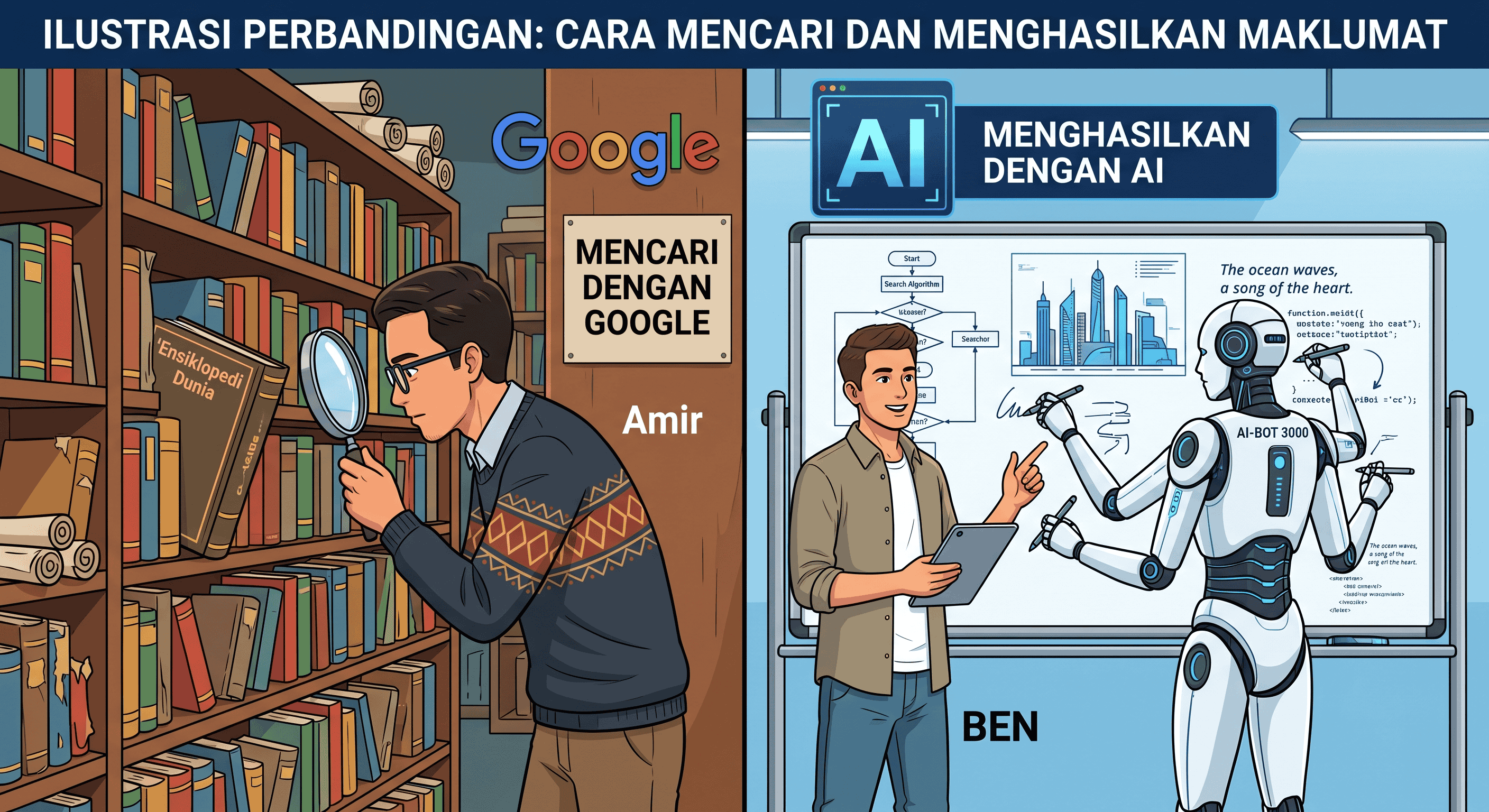 Google mencari jawapan yang sedia wujud, manakala AI mencipta jawapan baharu dari kosong. Jangan salah guna alat!