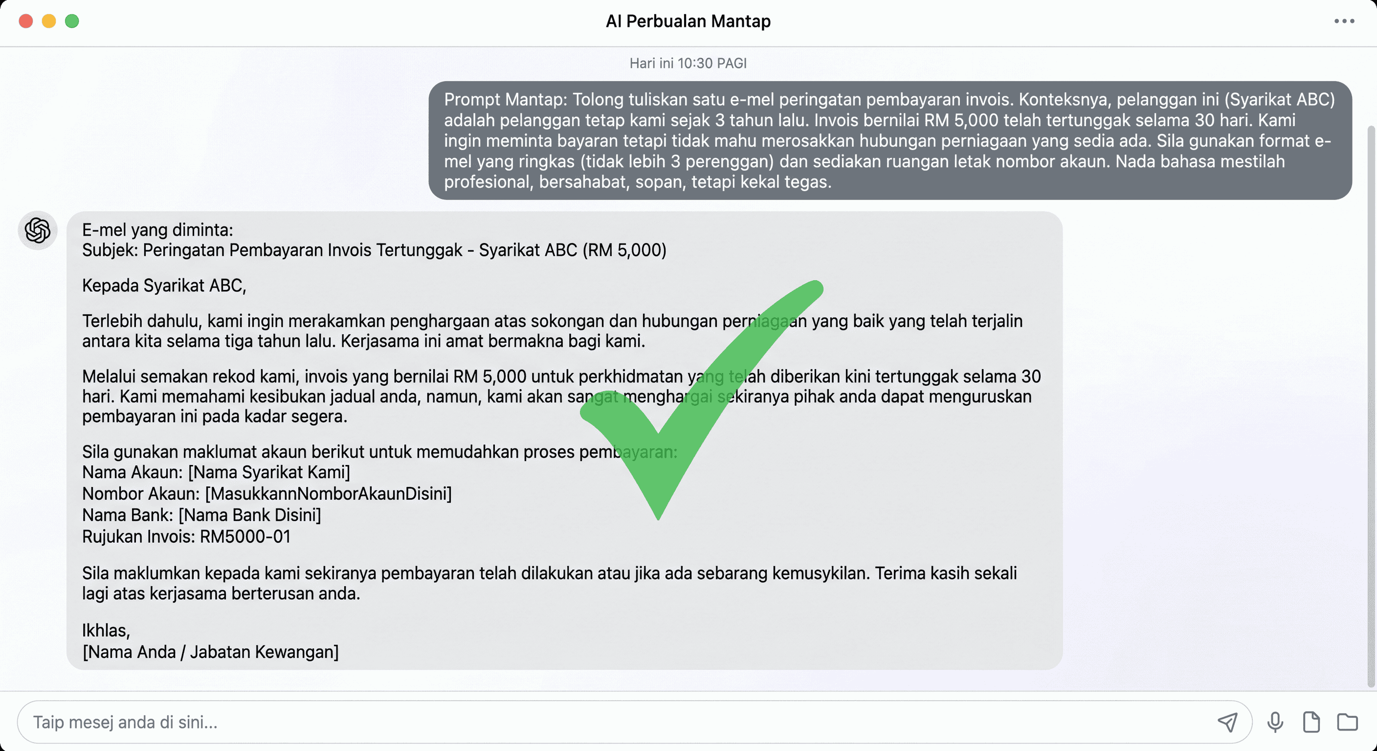 Lihat perbezaannya! Dengan memasukkan Formula 4 Elemen, AI terus berubah menjadi Setiausaha Peribadi anda yang paling berpengalaman.