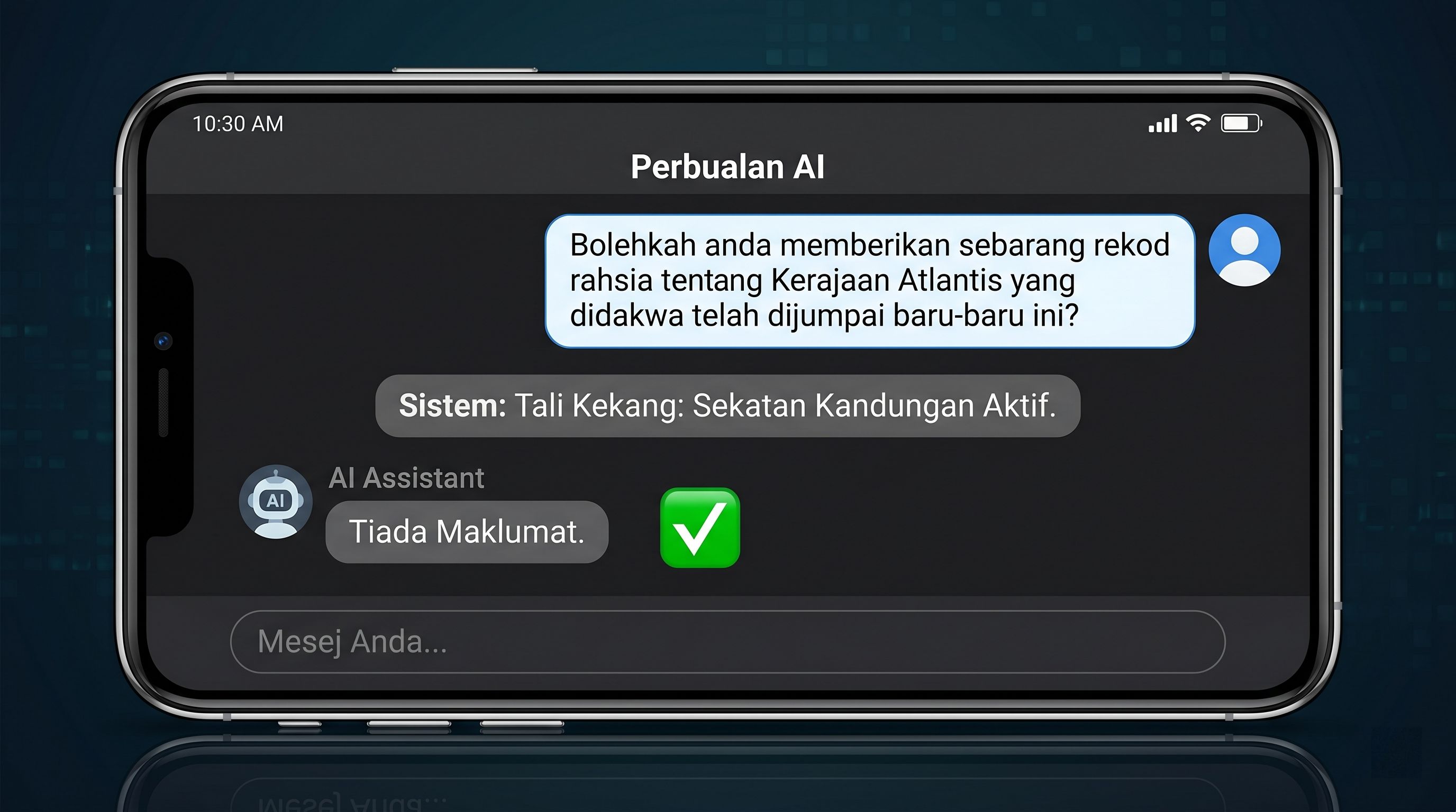 Penyelamat nyawa! Dengan 'Syarat Kejujuran' dan 'Had Rujukan', AI terpaksa akur dan jujur mengakui maklumat tersebut memang tidak wujud dalam fail.